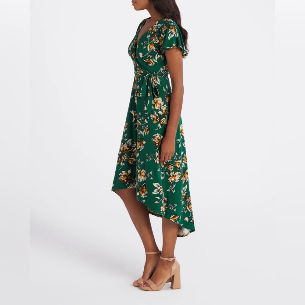 Fortune + Ivy Irene Faux Wrap Midi Dress